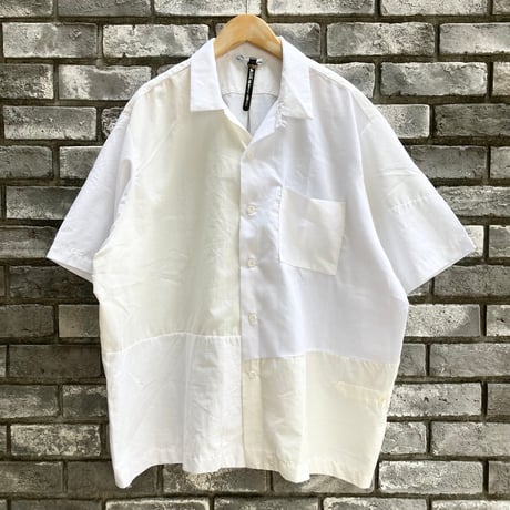【sunny side up】 Patchwork Open Collar Shirt サイズ3 White サニーサイドアップ  リメイク シャツ