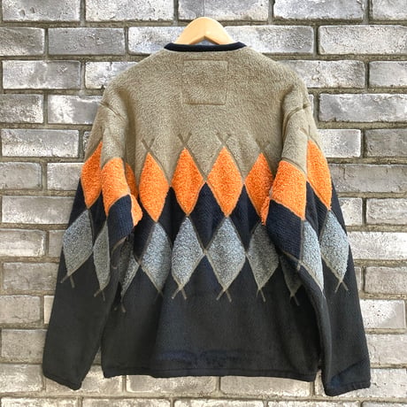 【BURLAP OUTFITTER】 Argyle Fleece Cardigan バーラップ アーガイル フリース カーディガン