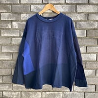【sunny side up】 Patchwork L/S Tee Navy E リメイク ロンT