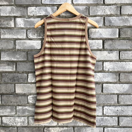 【WALLA WALLA SPORT】 Striepe Tank Top Brown/Beige ワラワラスポーツ ストライプ　タンクトップ
