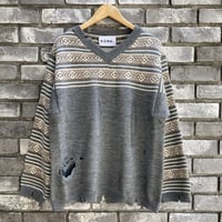 【NOMA t.d.】Fair Isle Damaged Sweater Gray ノーマ ダメージ セーター ニット