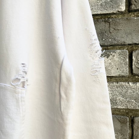 Worn-out Pull Hoodie White ダメージ加工パーカー