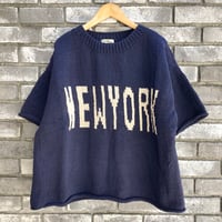 【MacMahon Knitting Mills】 Big S/S Crew Neck Knit-NEW YORK Navy マクマホンニッティングミルズ バンドニット