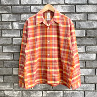 【 it’s inconspicuous presence by niche.】Open Collar Shirts Madras orange ニッチ マドラスチェック オープンカラーシャツ