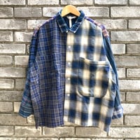 【sunny side up】 Open Collar Nel Shirt サイズ2 サニーサイドアップ  リメイク シャツ