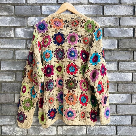 【MacMahon Knitting Mills】 Crochet Flower Cardigan マクマホンニッティングミルズ バンドニット カーディガン