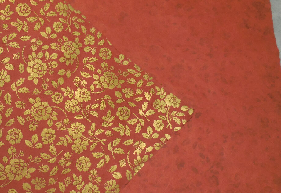 【最終値下げ】緒形拳　色紙　瓢箪印 ロクタ紙 えんじ色、花（金色） | ポカラのおみやげ（by ourshare）