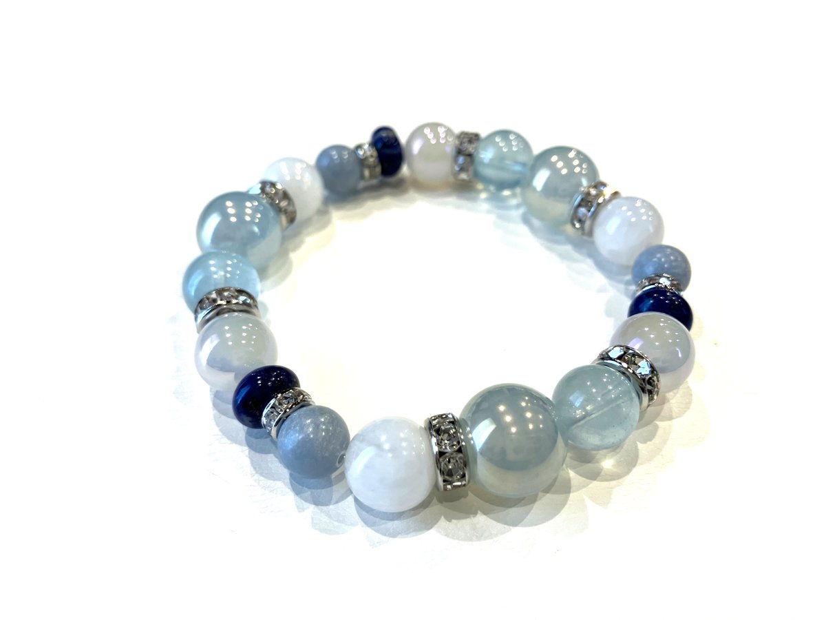 さんオーダー　K18 はちばちL　シーブルーカルセドニーPD シーブルーカルセドニー カット シルバー ネックレス 天然石