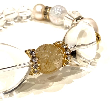 輝く自分に★パール＆ルチルクォーツデザイン（ゴールドカラーパーツ）【女性用】