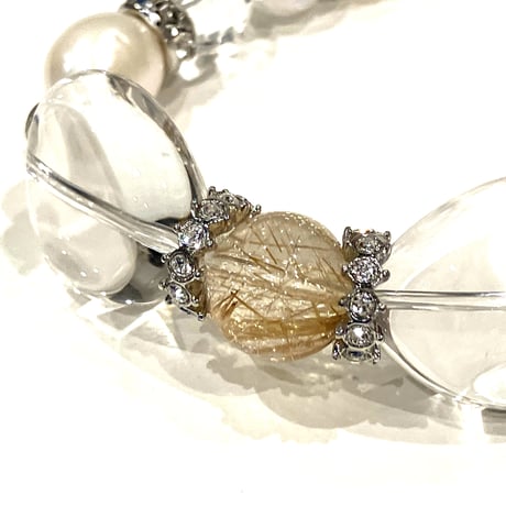 輝く自分に★パール＆ルチルクォーツデザイン（シルバーカラーパーツ）【女性用】