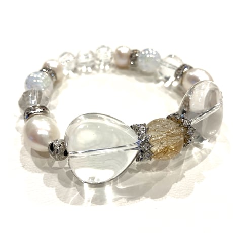 輝く自分に★パール＆ルチルクォーツデザイン（シルバーカラーパーツ）【女性用】