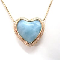 ラリマーハートカット・ダイヤモンド☆ピンクゴールドネックレス