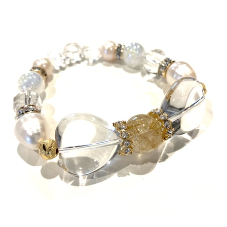 輝く自分に★パール＆ルチルクォーツデザイン（ゴールドカラーパーツ）【女性用】