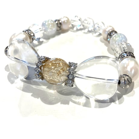 輝く自分に★パール＆ルチルクォーツデザイン（シルバーカラーパーツ）【女性用】