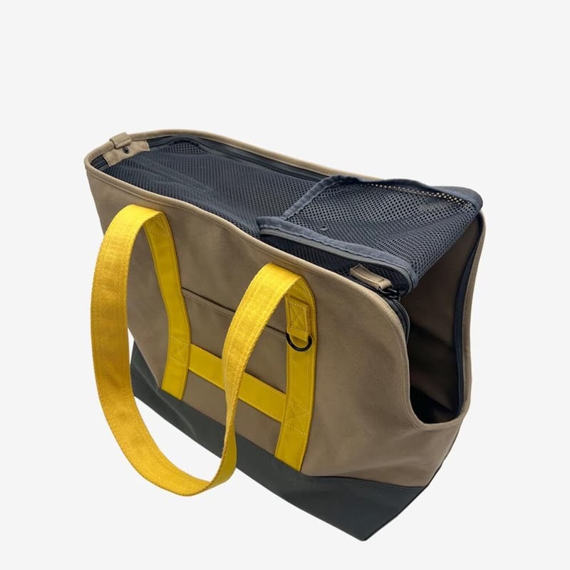 ドッグキャリーキャンバストートバッグ（ベージュ×イエロー