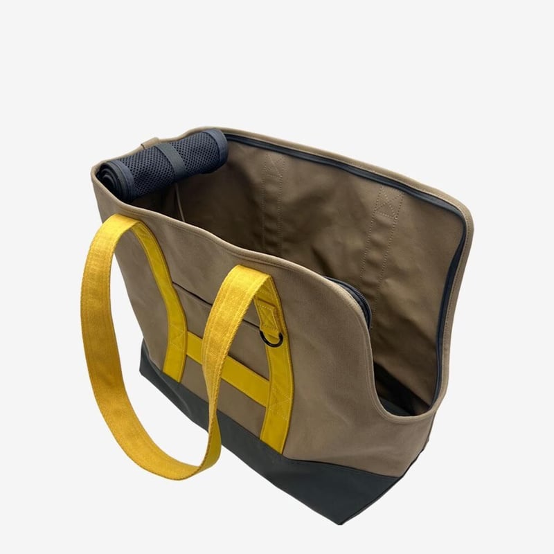 ドッグキャリーキャンバストートバッグ（ベージュ×イエロー