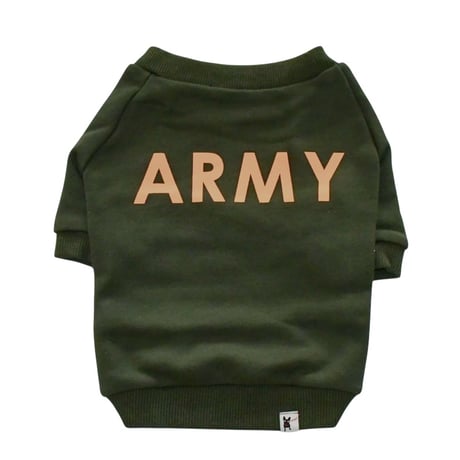 ARMYプリントトレーナー（ダークグリーン）