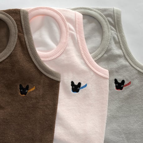 オリジナルロゴ刺繍パイルノースリーブ（ブラウン）