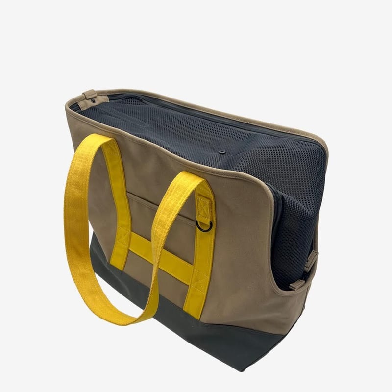ドッグキャリーキャンバストートバッグ（ベージュ×イエロー