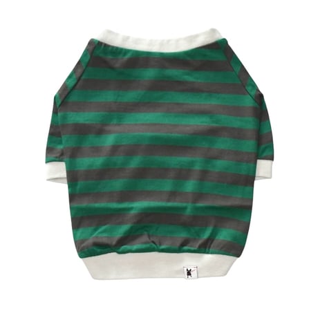 40/2天竺ボーダーTEE（グリーン×ダークグレー）