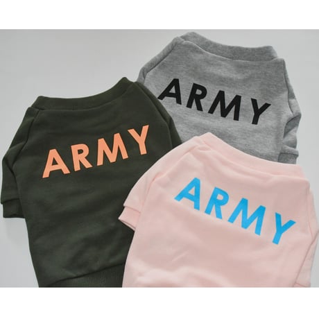 ARMYプリントトレーナー（ダークグリーン）