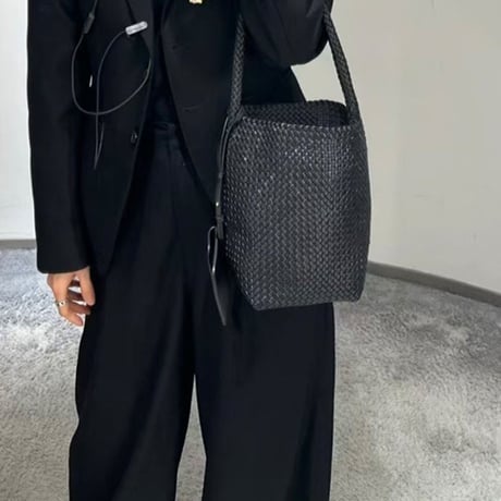 メッシュ レザーバケツバッグ