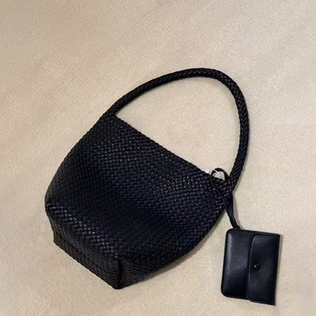 メッシュ レザーバケツバッグ