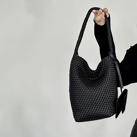 メッシュ レザーバケツバッグ