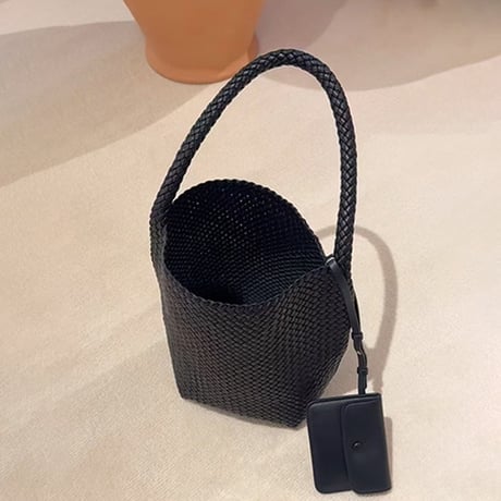 メッシュ レザーバケツバッグ