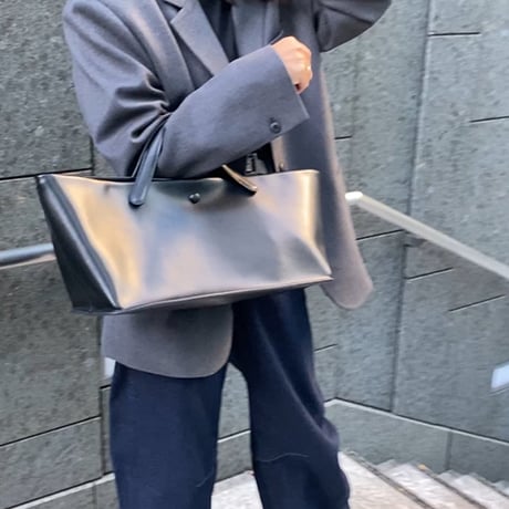 レザーワイドトート