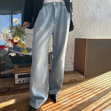 ウエストボタンデニム