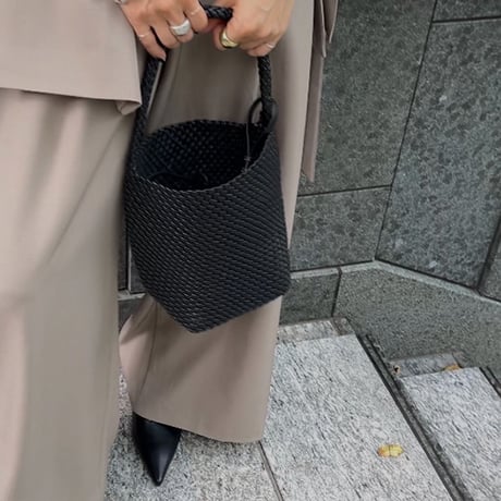 メッシュ レザーバケツバッグ