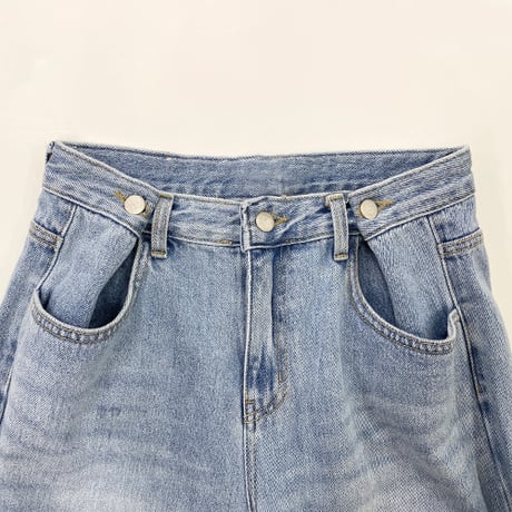 ウエストボタンデニム