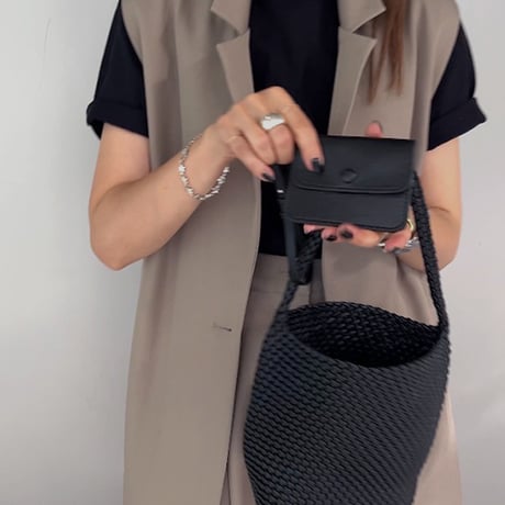メッシュ レザーバケツバッグ