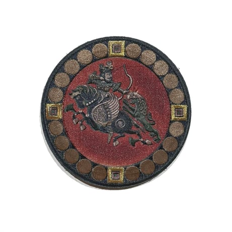 【唐・天王狩獅図】直径9.2㎝　刺繍ベルクロワッペン