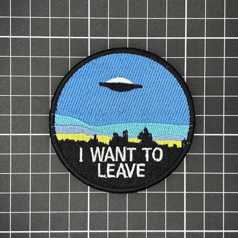 宇宙マジックテープ・UFO・I WANT TO LEAVE 記念章 パッチ ベルクロ