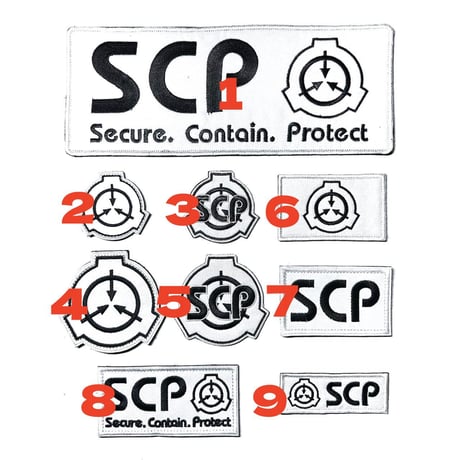 【白】SCP財団　シンボル　刺繍ベルクロワッペン　マジックテープ　識別章