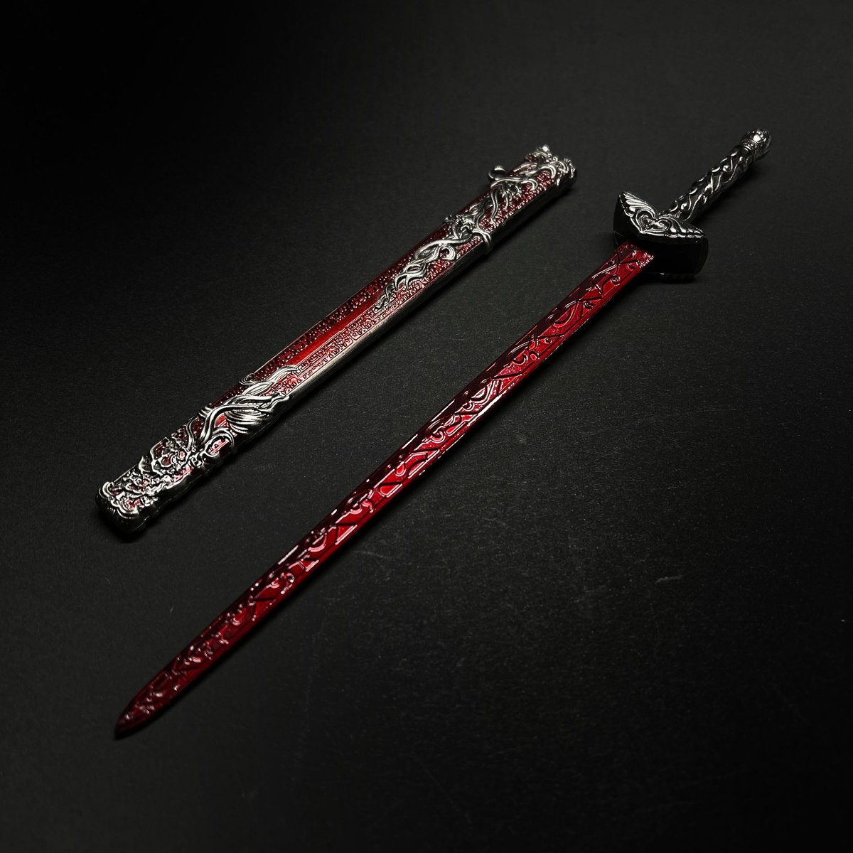 中国 仙鶴 武木研究院 七宝装飾品 鉄製 伸縮剣 箱付 C 5986C