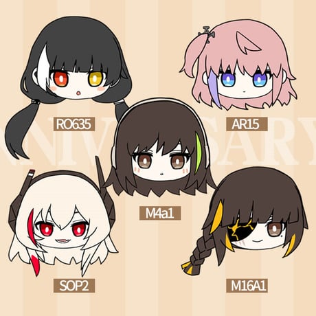 【少女前線】ふんわり団子ぬいぐるみ　AR小隊　RO635　AR15　M4A1　SOP2　M16A1