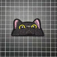 【覗き見猫・黒】エンブレム　パッチ　ベルクロワッペン マジックテープ
