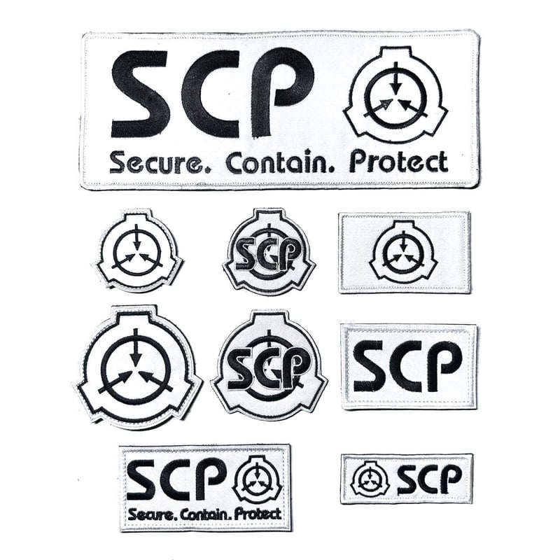 白】SCP財団 シンボル 刺繍ベルクロワッペン マジックテープ 識別章