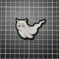 【幽霊猫・ゴーストキャット】エンブレム　パッチ　ベルクロワッペン マジックテープ
