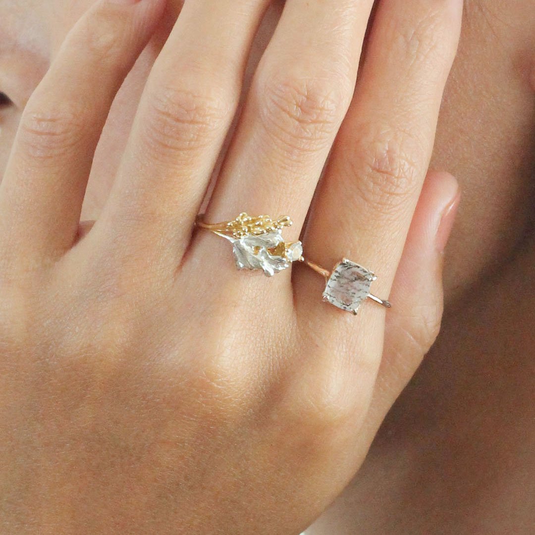 Lavender & mum leaf ring | atelier mozu