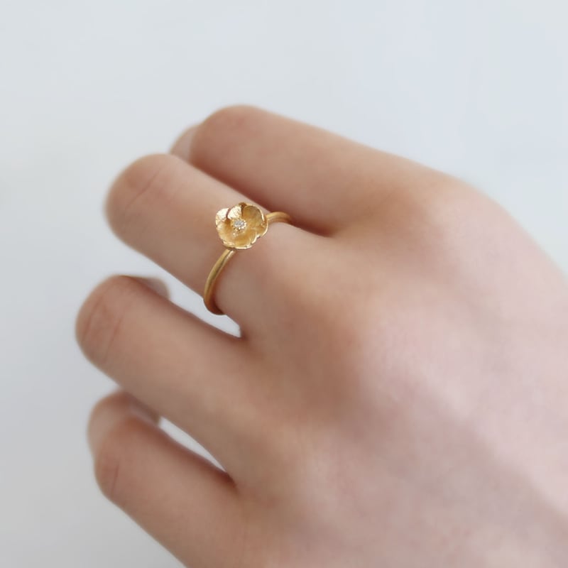 【ANEMONE アネモネ】ミル打ちクラウンリング[K10] 11号 アネモネのリング / Anemone ring | atelier mozu