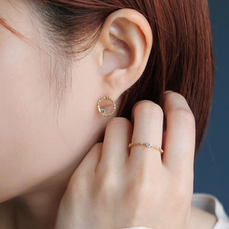 K18 リップルストーンピアス | atelier mozu K18 リップルストーンピアス | atelier mozu