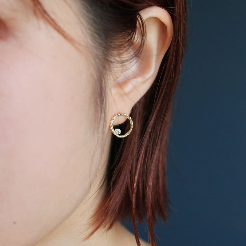 K18 リップルストーンピアス | atelier mozu