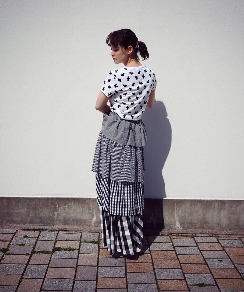 SIIILON LOVE check skirt | melange