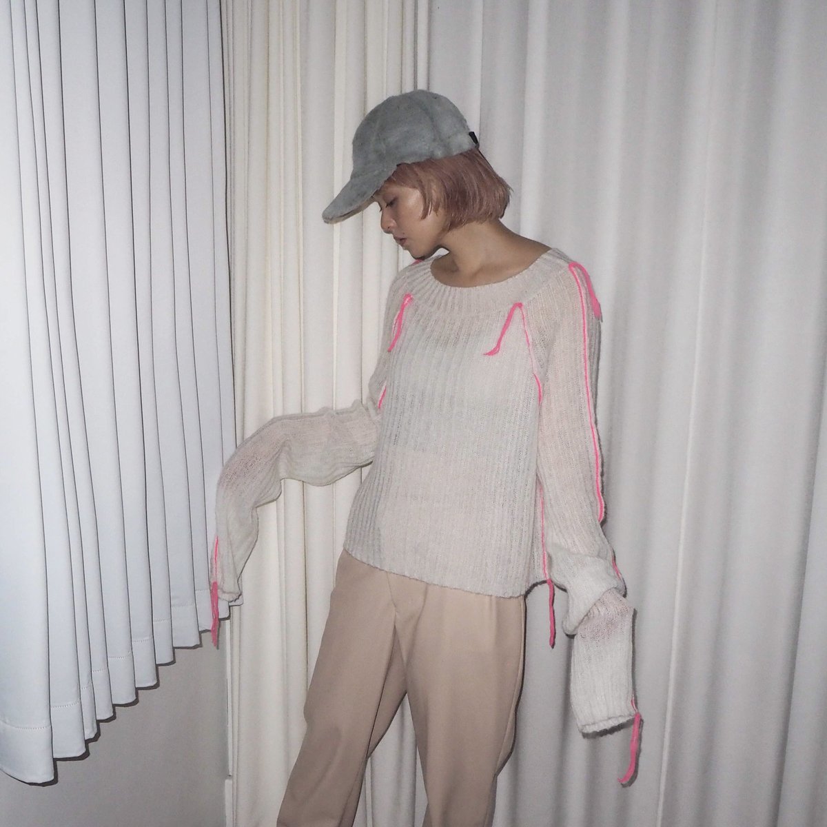 kotohayokozawa REVERSIBLE BOA HOOD 帽子