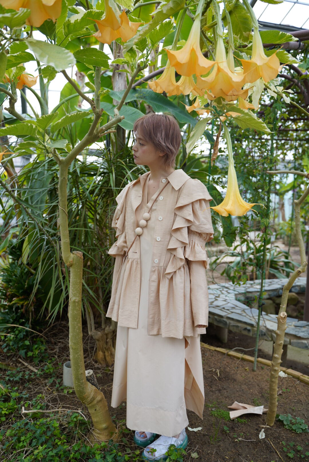 MINJUKIM puff sleeve jacket melange