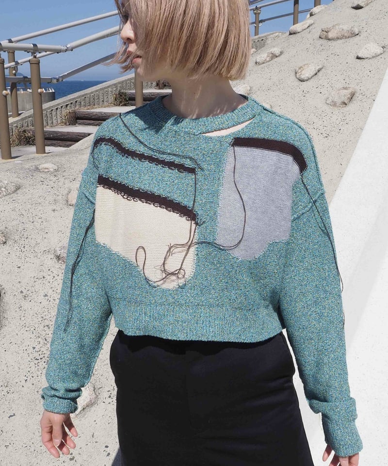 kotohayokozawa - cropped long sleeve knit - | m
